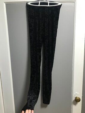 Killstar Goth Black Mesh Burnout Velvet High Waisted Skull Leggings SMALL